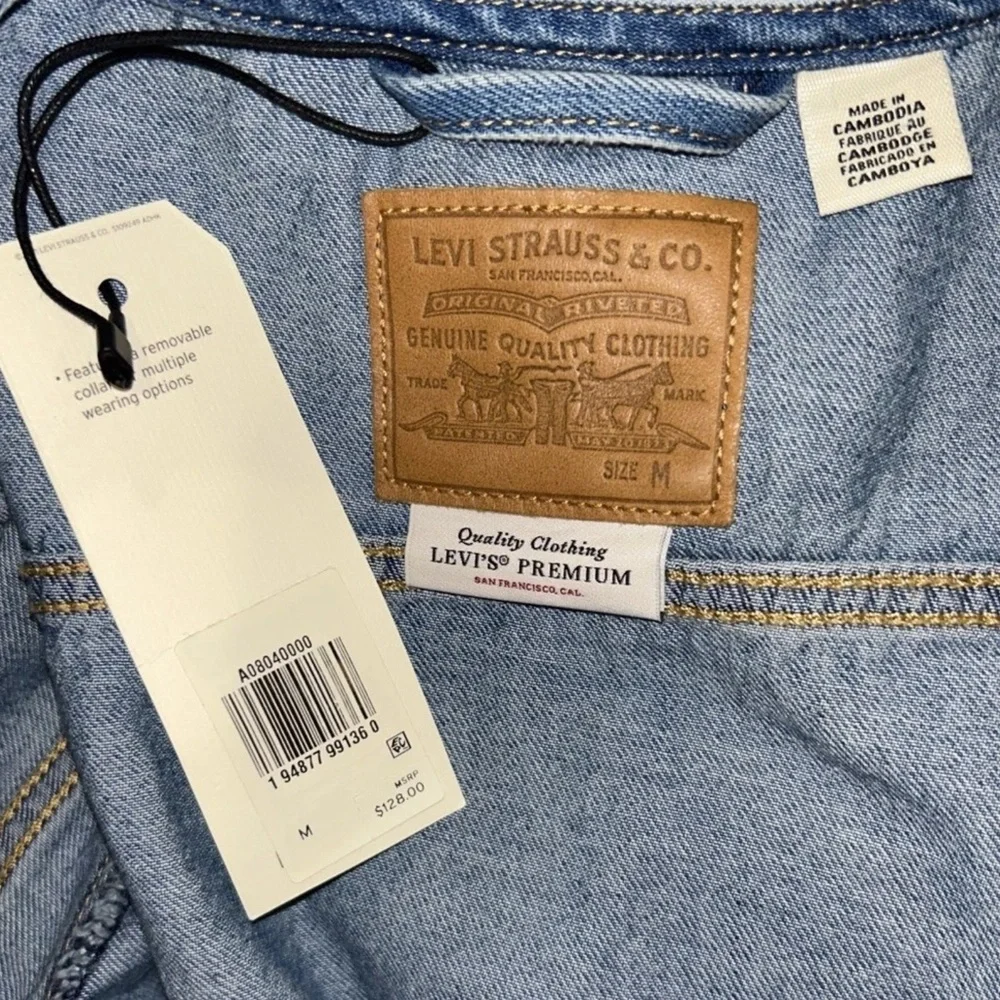 Levi's Women’s Prairie Denim Ruffle Trucker Jacket In Medium Wash Sz M NWT - Picture 11 of 12